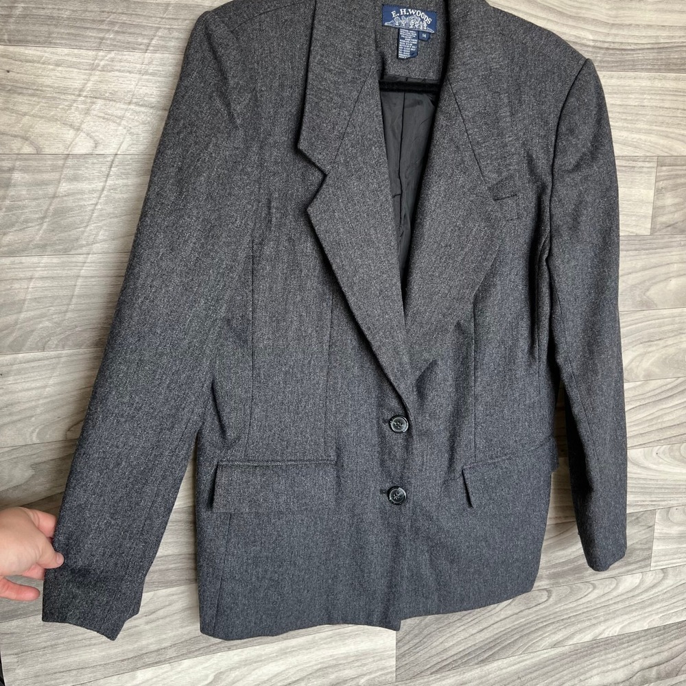 Vintage E.H. Woods Classic Gray Women's Wool Blend Blazer - Picture 7 of 13